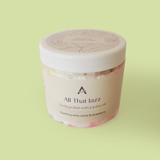 gatsby inspired body scrub with strawberry fragrance