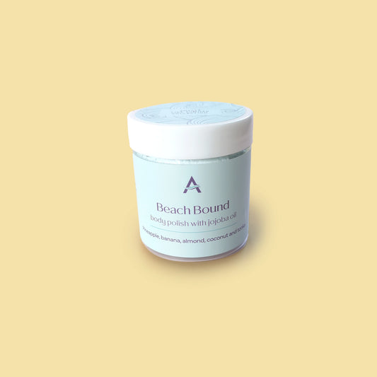 Travel size Beach-Bound tropical body polish with jojoba oil