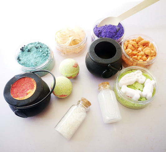 Halloween Bath Potion Kit | Witchcraft & Boneyard Cauldron Bath Set | Spooky Bath Fun