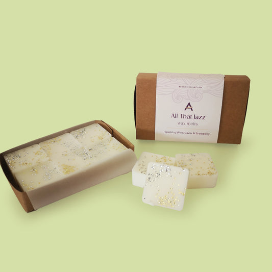 white cube wax melts with gold and silver glitter