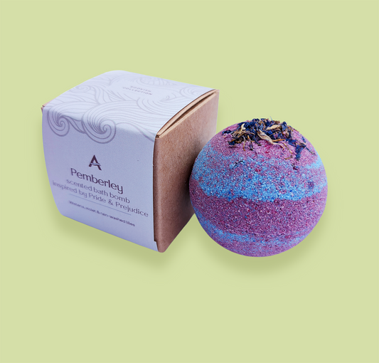 Pride and Prejudice inspired bath bomb with wisteria and violet