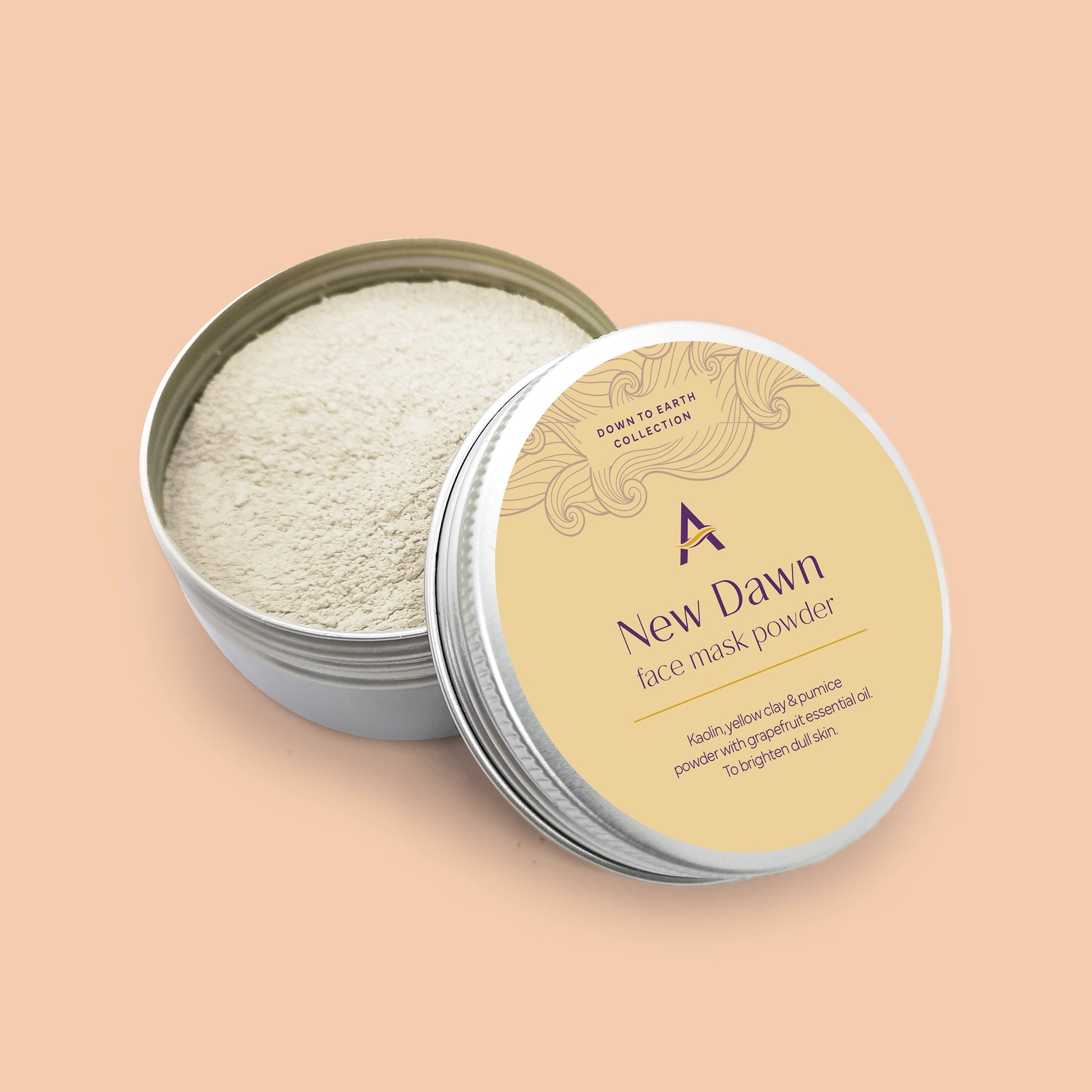 Pale yellow powdered face mask  n aluminium tin