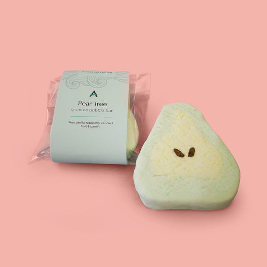 green and yellow pear shaped bubble bar