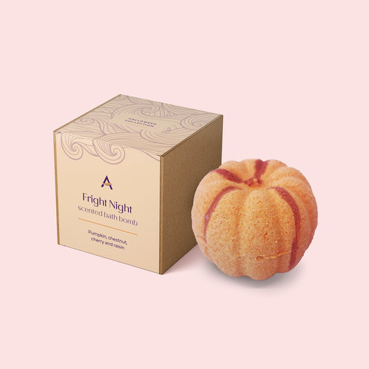 orange pumpkin shaped bath bomb with box