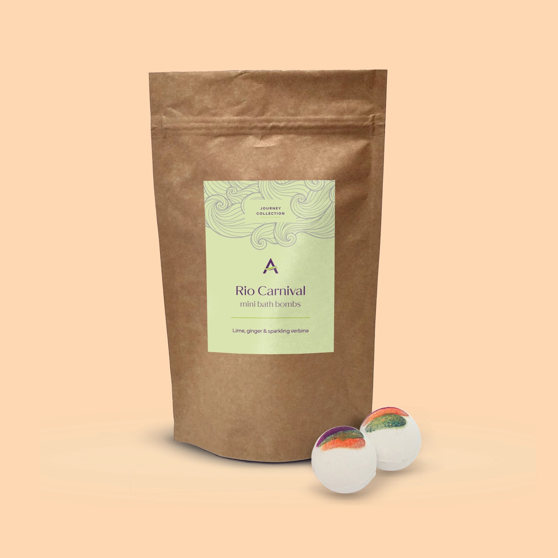 Rio carnival lime and ginger mini bath bomb pouch