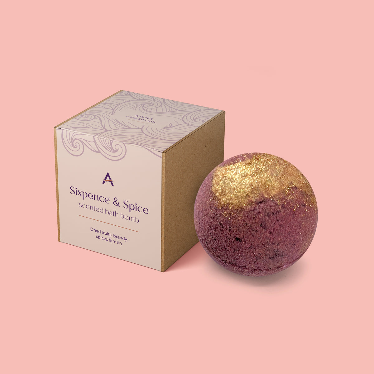 Sixpence & Spice Christmas Bath Bomb – Dried Fruits, Brandy & Warm Spices