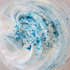 Handmade winter sugar scrub with blue and silver eco glitter