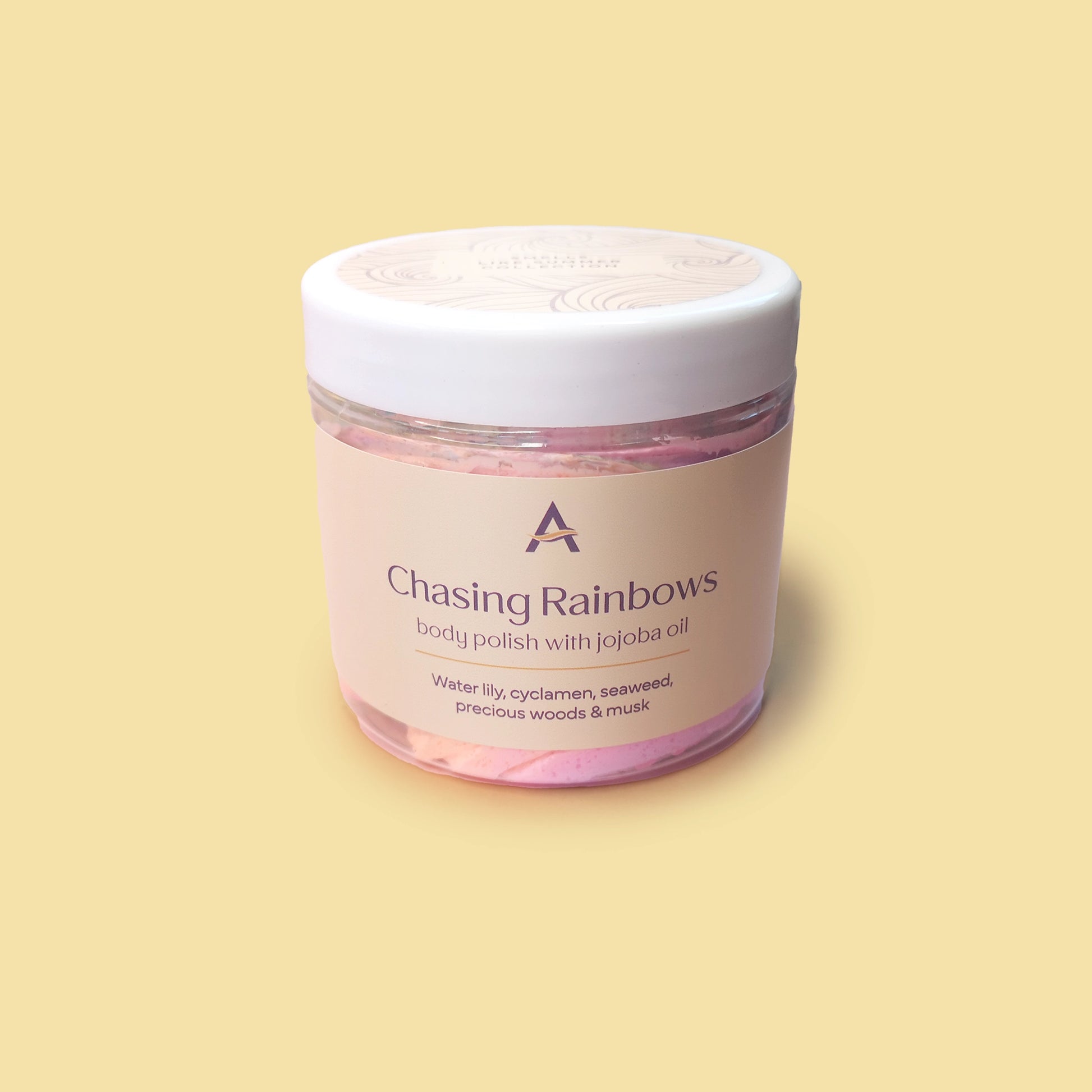 Chasing Rainbows whipped soap body scrub pot