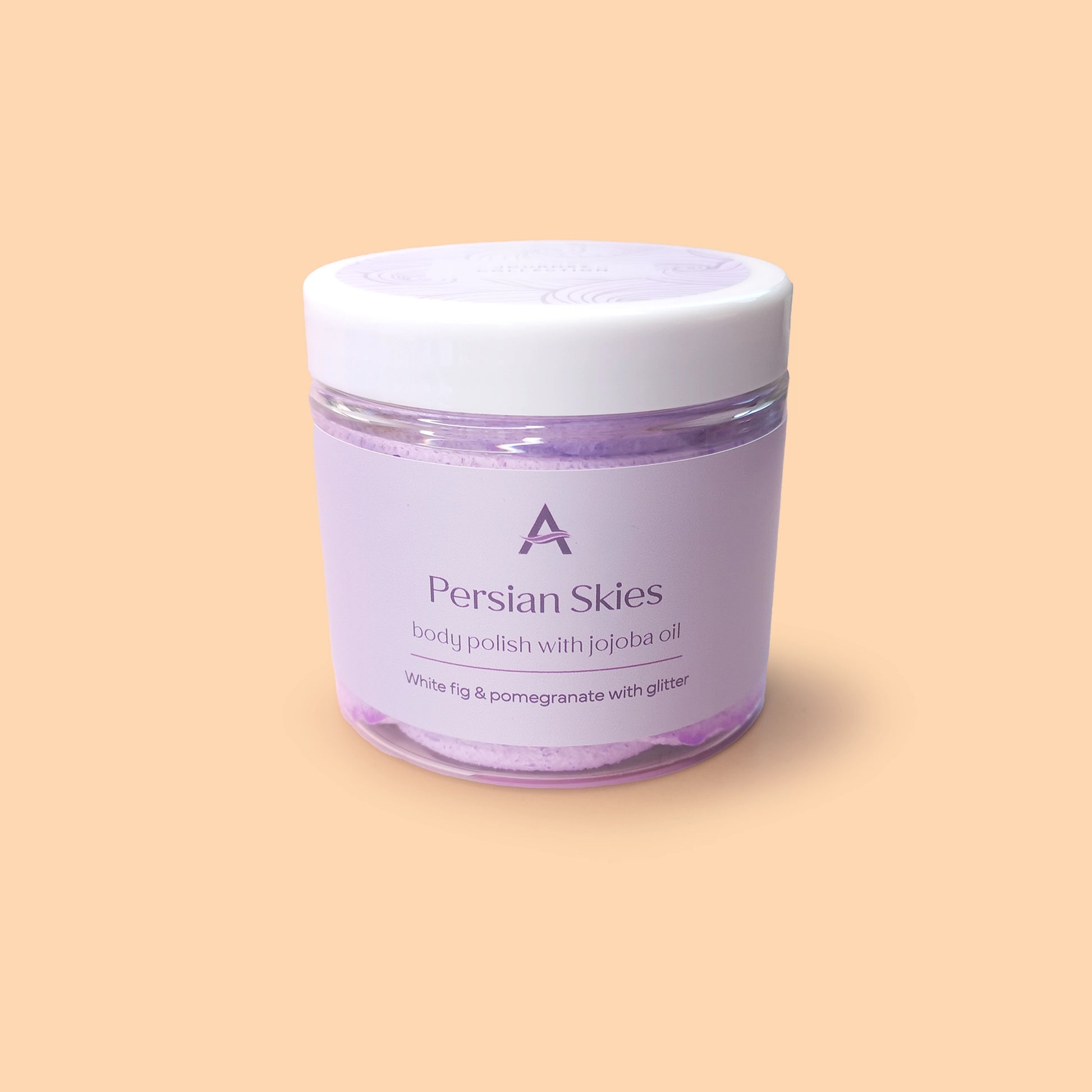 Persian Skies fig and pomegranate whipped soap body scrub pot